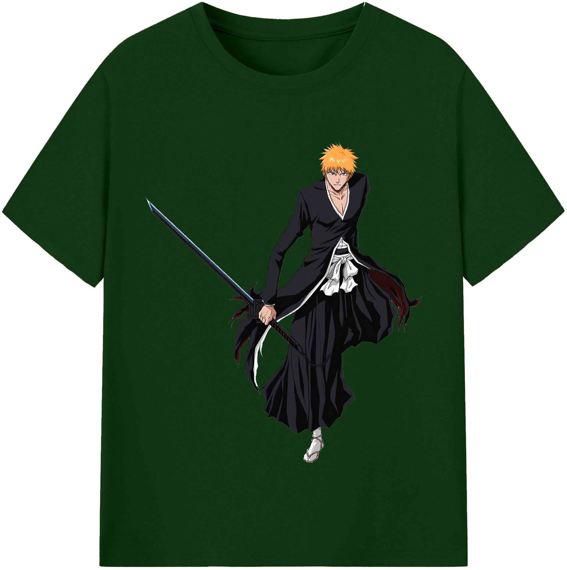 （画像用） ブリーチ 黒崎一護（くろさき いちご）BLEACH Kurosaki Ichigo 綿100％半袖Tシャツ（フロントプリント）